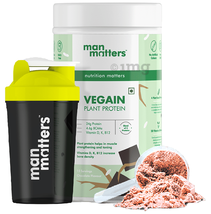Man Matters Vegain Plant Protein Chocolate Powder with Shaker Free