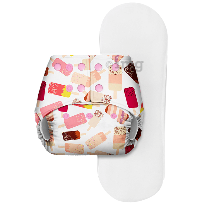 Basic Pocket Diaper with Dry Feel Pad Free Size Icecream