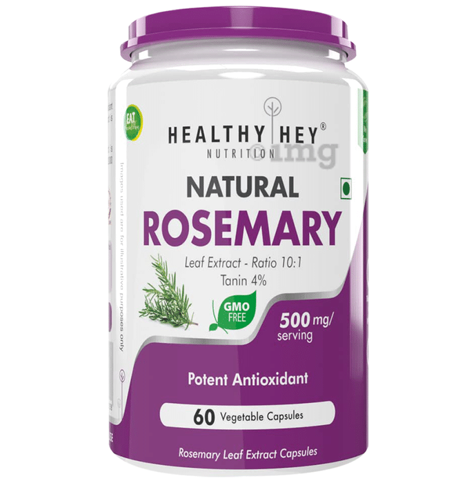 HealthyHey Natural Rosemary Leaf Extract- Ratio 10:1 500mg Vegetable Capsule