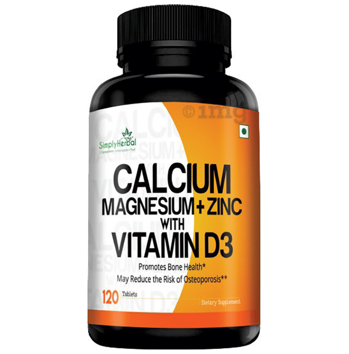 Simply Herbal Calcium + Magnesium + Zinc with Vitamin D3 for Bone Health | Tablet