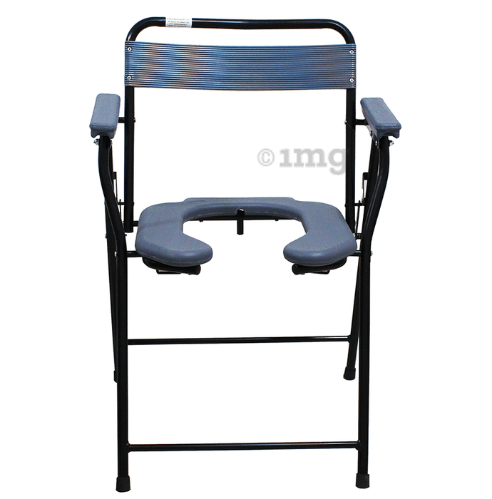 Fidelis Healthcare CC1 Portable Foldable Commode Chair & Bathing Chair with Armrest and Backrest with Pot U Shape