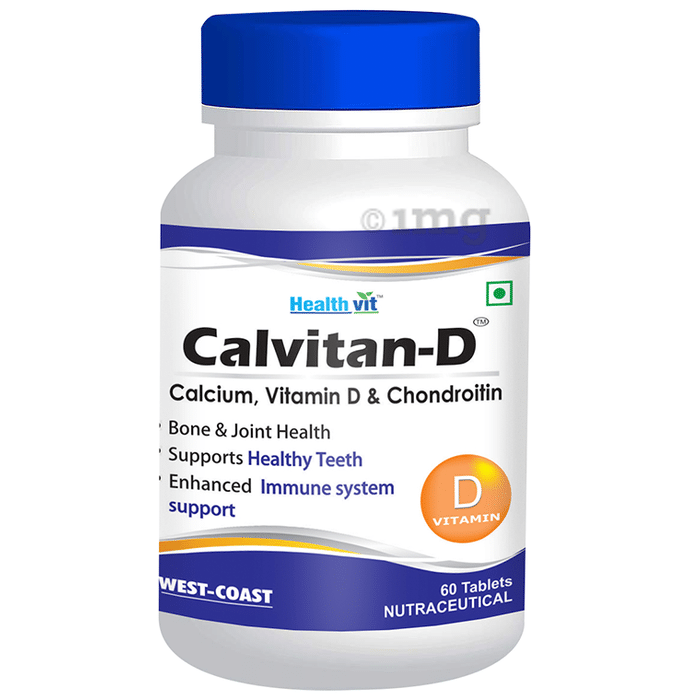 HealthVit Calvitan-D | With Calcium, Vitamin D & Chondroitin | For Bones, Joints, Teeth & Immunity | Tablet