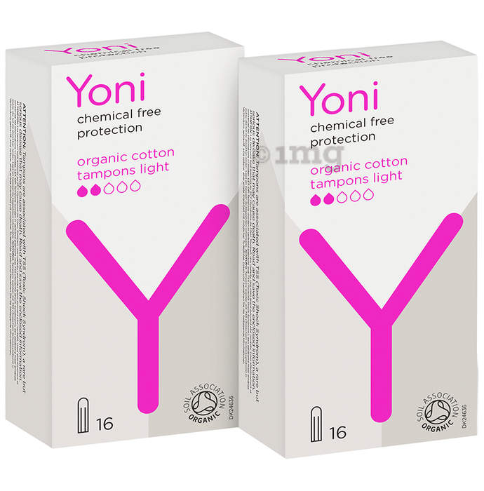 Yoni Organic Cotton Tampons Light (16 Each) Buy combo pack of 2.0