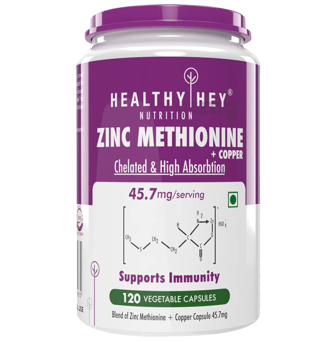 HealthyHey Zinc Methionine + Copper 45.7mg Vegetable Capsule