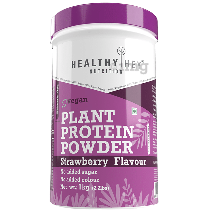 HealthyHey Nutrition Vegan Plant Protein Powder Strawberry