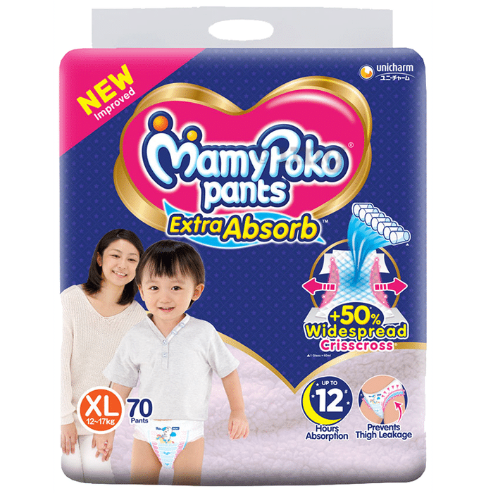 MamyPoko Extra Absorb Diaper Pants | For Up To 12 Hours Absorption | Size XL