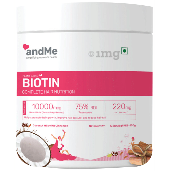 Andme Plant Based Biotin Powder Coconut Milk with Cinnamon