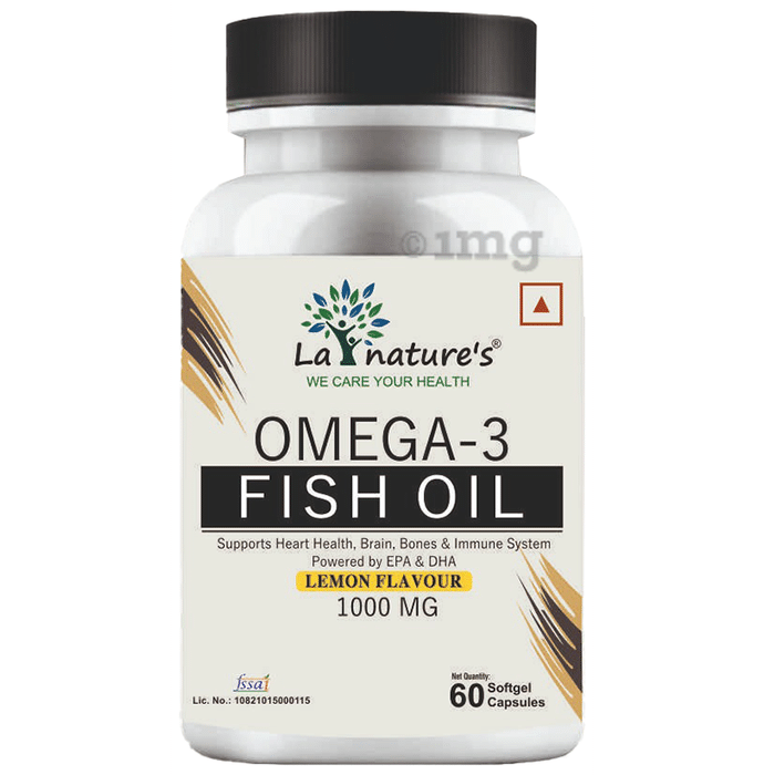 La Nature's Omega 3 Fish Oil Softgel Capsule 1000mg Lemon