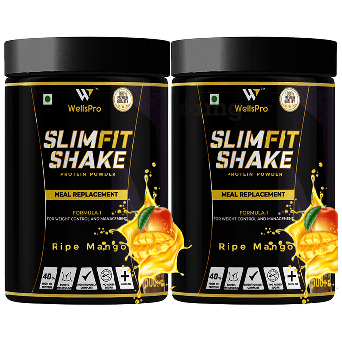 WellsPro Slimfit Shake Protein Powder for Weight Management | No Added Sugar | Flavour Mango