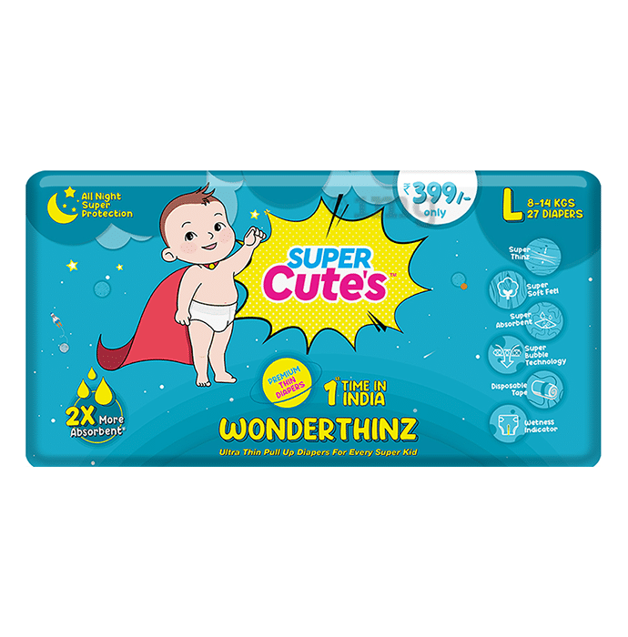 Super Cute's Large Wonderthinz Ultra Thin Pull Up Diaper (27 Each)