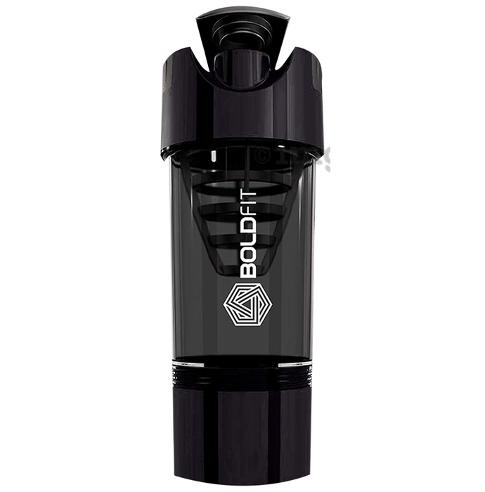 Boldfit Pro Cyclone Gym Shaker with Extra Compartment Black