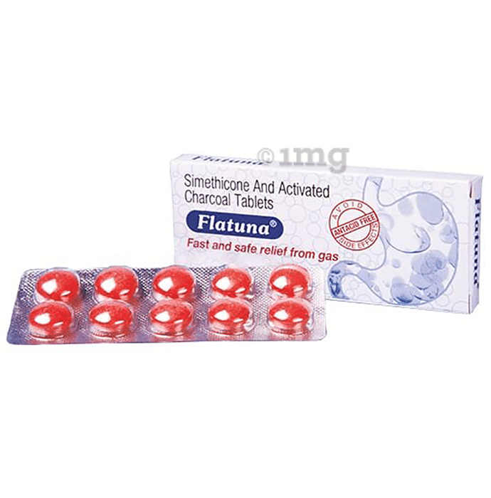 Flatuna Tablet with Simethicone & Activated Charcoal | For Fast & Safe Relief from Gas