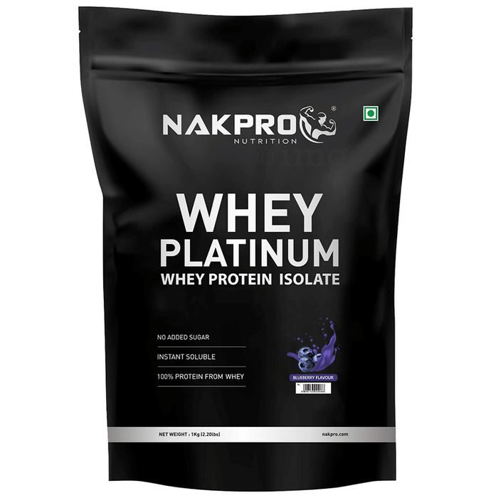 Nakpro Nutrition Whey Platinum Protein Isolate for Muscle Recovery | Flavour Powder Blueberry
