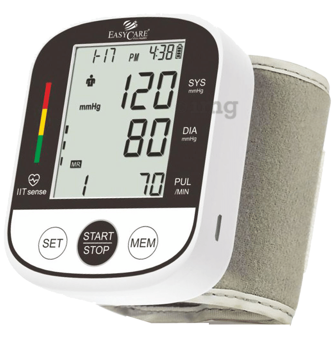 EASYCARE EC9909 Fully Automatic Wrist Blood Pressure Monitor with Cuff Wrapping Guide White