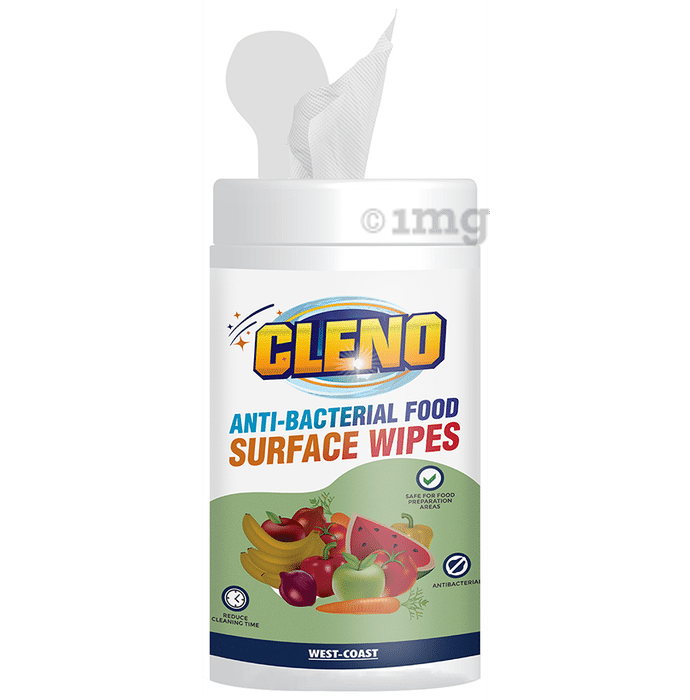 Cleno Anti-Bacterial Food Surface Wipes (50 Each) Jar