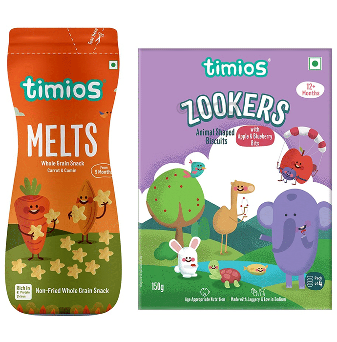 Timios Combo Pack of MELTS Carrot  Cumin and Zookers Apple Blueberry