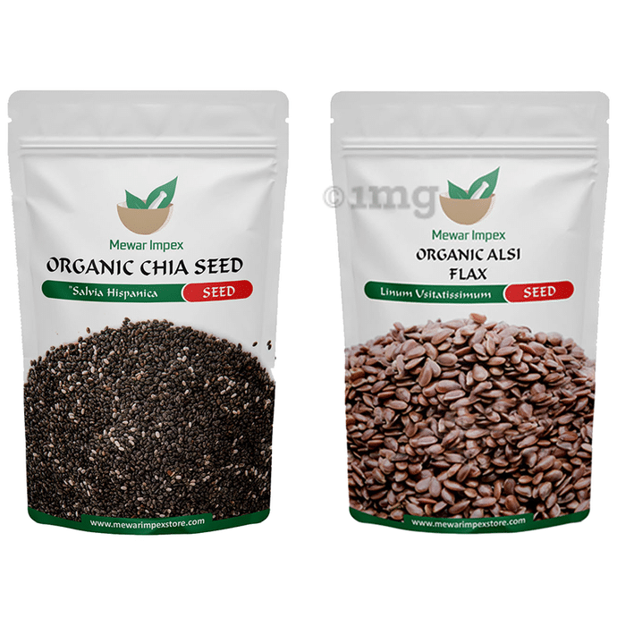 Mewar Impex Combo Pack of Organic Chia Seed & Organic Alsi Flax Seed (100gm Each)