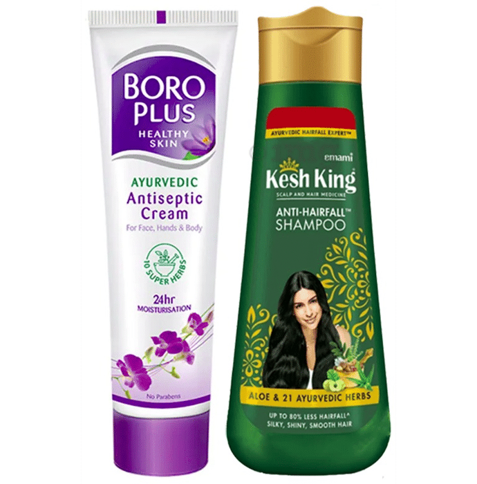 Emami Kesh King Ayurvedic Hairfall Expert Shampoo Anti-Hairfall with Boro Plus Antiseptic Cream 19ml Free
