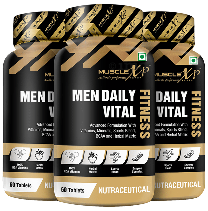 MuscleXP Men Daily Vital Fitness Advanced Formulation with Vitamins, Minerals, Sports Blend, BCAA and Herbal Matrix Tablet (60 Each)