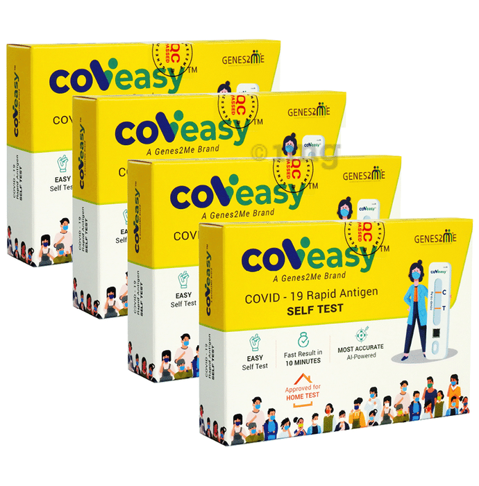Covieasy Covid 19 Rapid Antigen Self Test Kit Medium Yellow and White