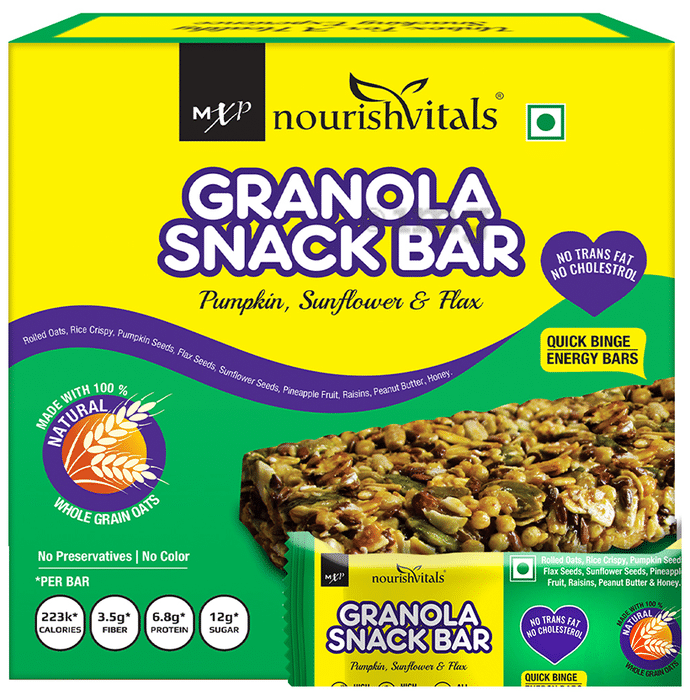 NourishVitals Granola Snack Bar with Pumpkin, Sunflower & Flax 250gm