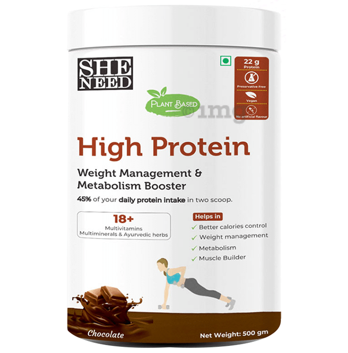 SheNeed Plant Based High Protein Weight Management & Metabolism Booster Powder Chocolate