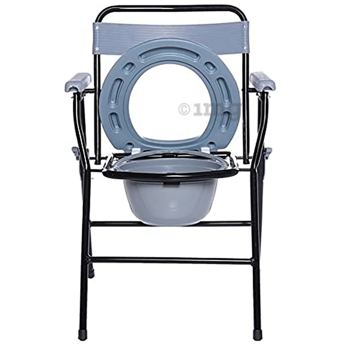 Fidelis Healthcare CC2 Portable Foldable Commode Chair & Bathing Chair with Armrest and Backrest with Pot O Shape