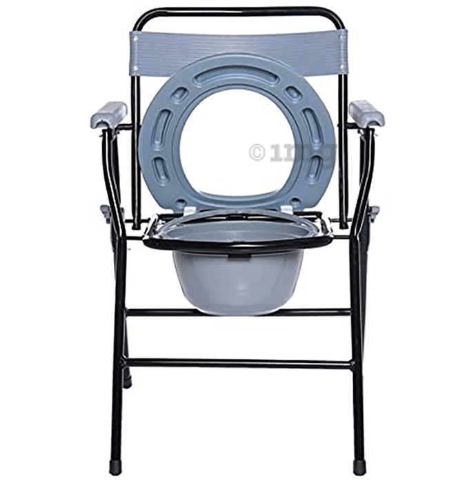 Fidelis Healthcare CC2 Portable Foldable Commode Chair & Bathing Chair with Armrest and Backrest with Pot O Shape