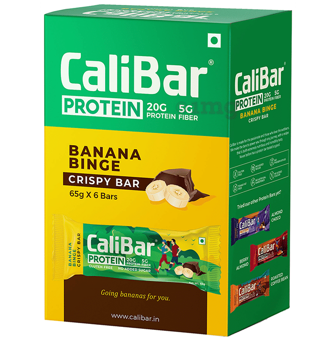 CaliBar Protein Crispy Bar (65gm Each) Banana Binge