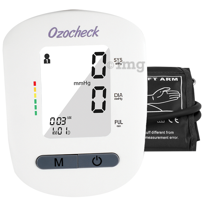 Ozocheck Fully Automatic Digital Blood Pressure & Pulse Rate Monitor with Wrap Cuff & Large Screen Display (White)