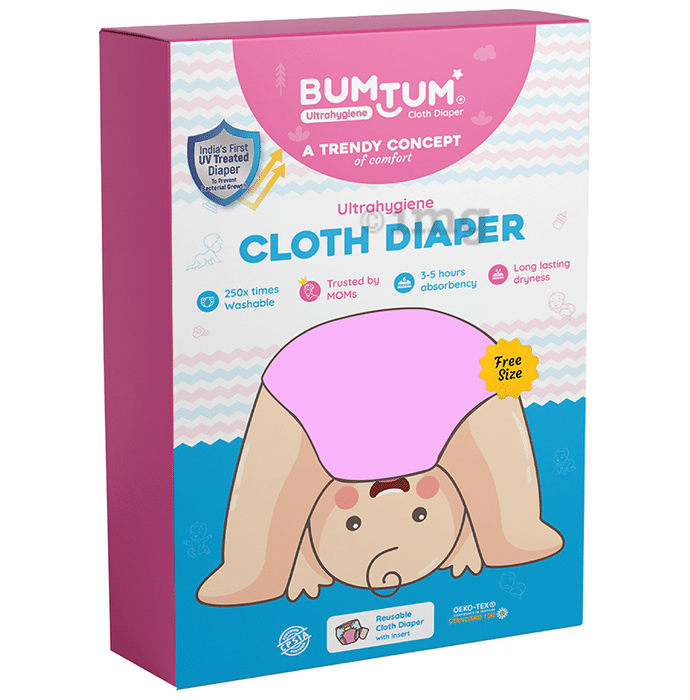 Bumtum Ultrahygiene Cloth Diaper Free Size Pink
