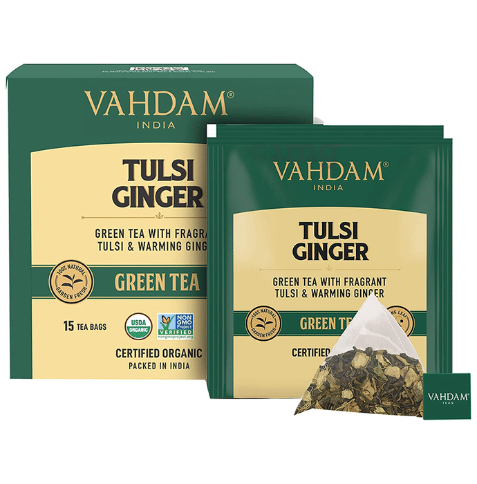 Vahdam India Green Tea (2gm Each) Tulsi Ginger