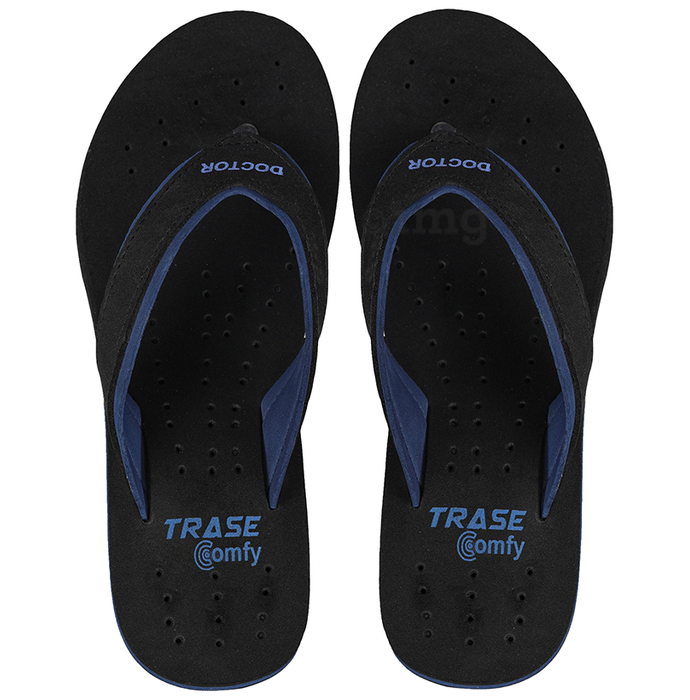 Trase Doctor Ortho Slippers for Women & Girls Light weight, Soft Footbed with Flip Flops 6 UK Blue and Black