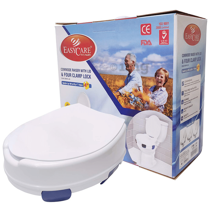 EASYCARE EC7060F4L-D4 Commode Raiser with Lid & 4 Clamp Lock