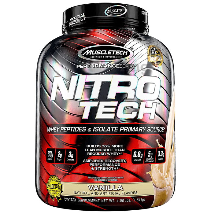 Muscletech Performance Series Nitro Tech Whey Peptides & Isolate Powder Vanilla