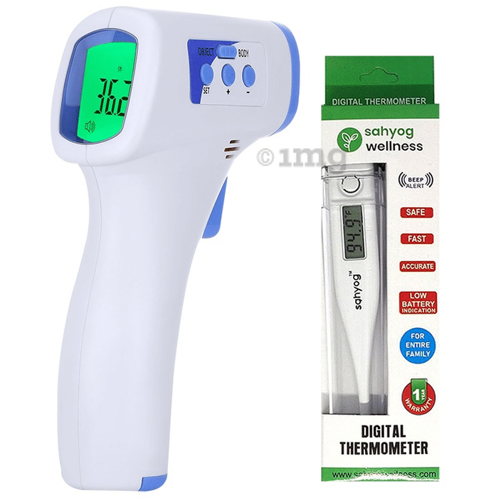 Sahyog Wellness Combo Pack of 2306 Multi Function Non-Contact Body & Object Infra Red Thermometer and Digital Thermometer