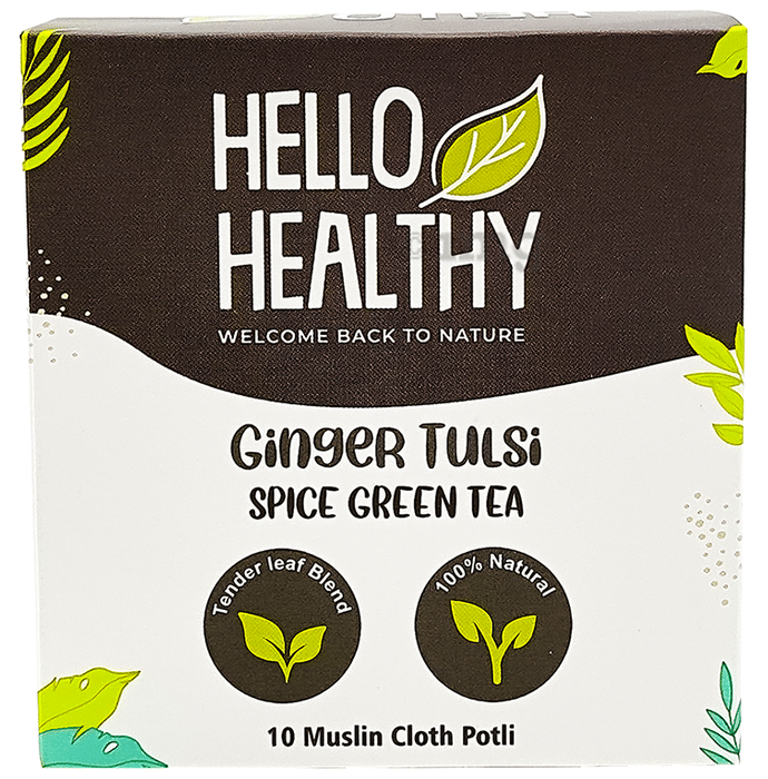 Hello Healthy Ginger Tulsi Spice Green Tea Muslin Cloth Potli (2gm Each)