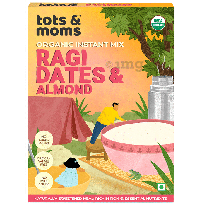 Tots and Moms Organic Instant Mix 8 Month+ Ragi Dates & Almond