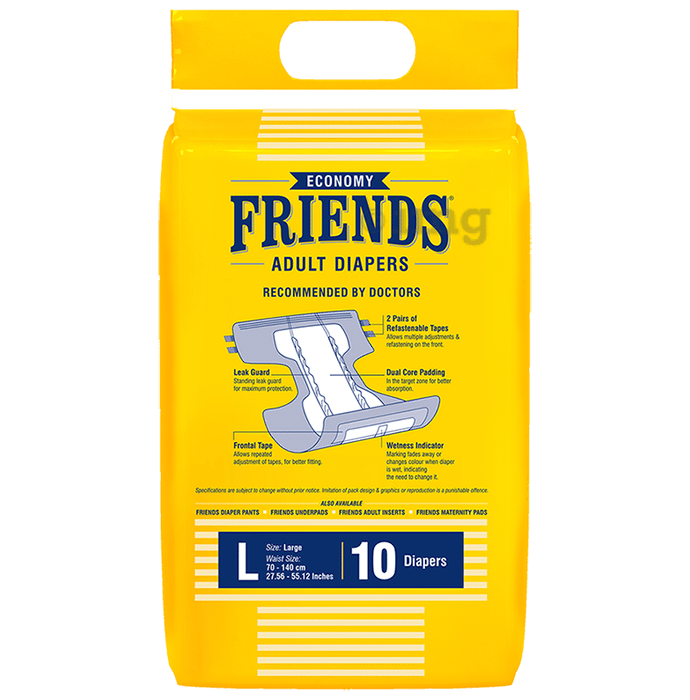 Friends Economy Adult Unisex Diaper for Up to 8 Hours Protection | Size Large