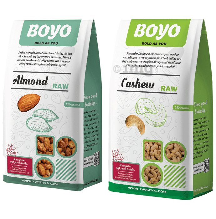 Boyo Combo Pack of Almond Raw & Cashew Raw (250 gm Each)