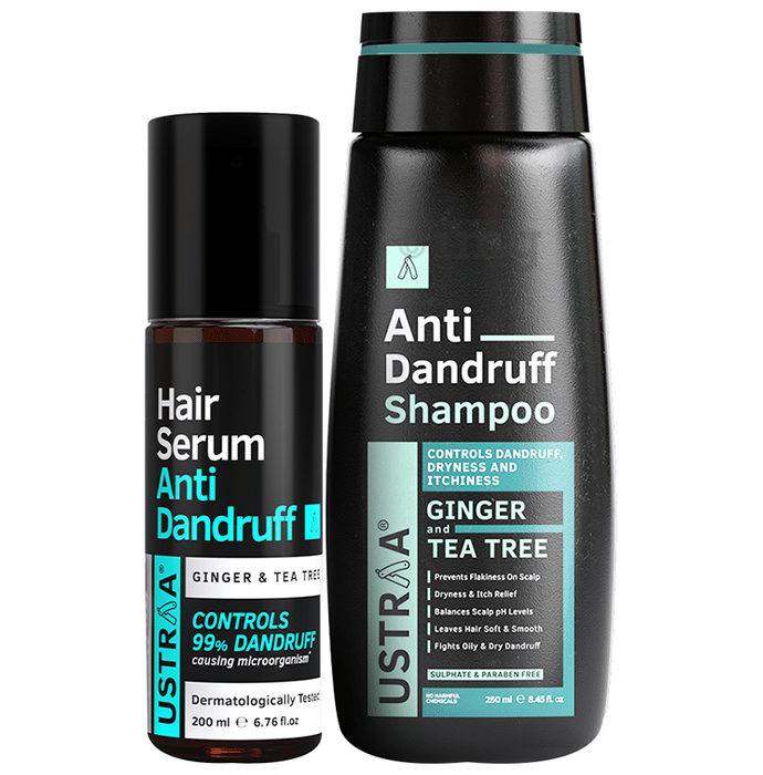 Ustraa Anti Dandruff Kit (Hair Serum 200ml & Shampoo 250ml) Ginger & Tea Tree