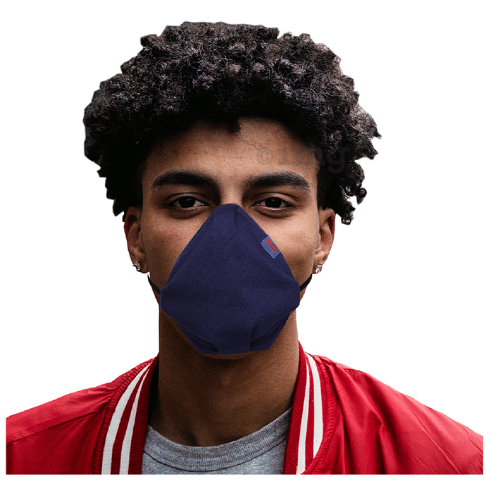 3bo Small Navy Deltoid Lite Face Mask with Knit Fabric
