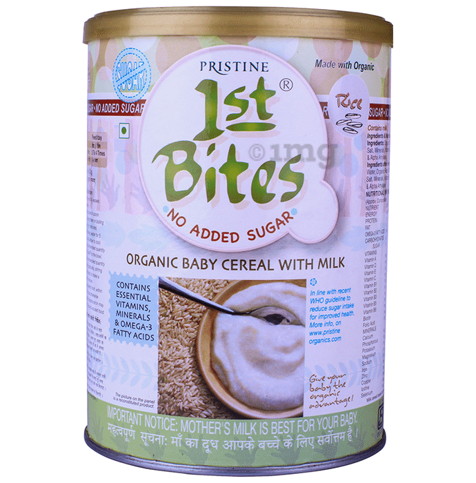 Pristine 1st Bites No Added Sugar (6 Months - 24 Months) Baby Cereal with Milk Rice