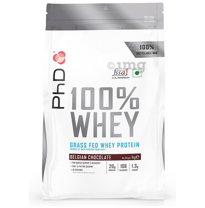 PHD 100% Grass Fed Whey Protein Powder Belgian Chocolate