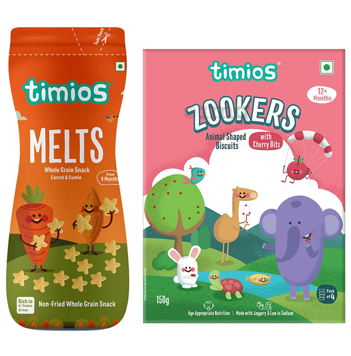 Timios Combo Pack of MELTS Carrot Cumin and Zookers Cherry Bits