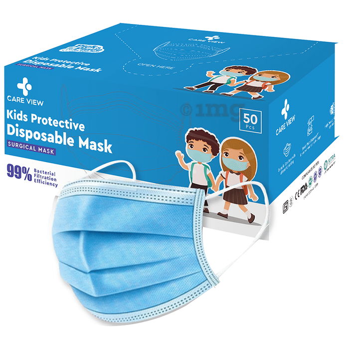 Care View Kids 4 Ply Protective Disposable Surgical Face Mask Blue
