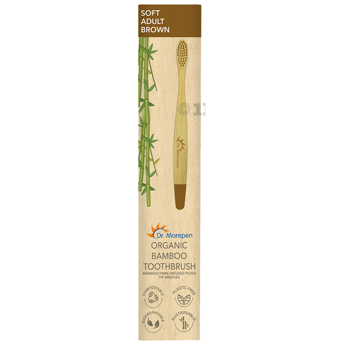 Dr. Morepen Organic Bamboo Toothbrush Adult Soft Brown