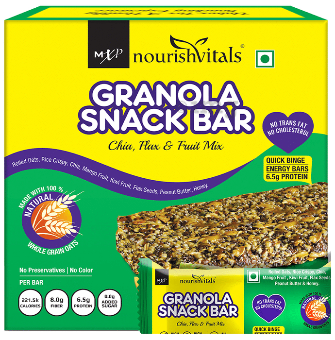 NourishVitals Granola Snack Bar with Chia Flax Fruit Mix
