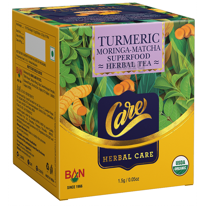 Care Turmeric Moringa-Matcha Superfood Herbal Tea Bag (1.5gm Each)