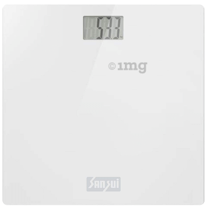 Sansui Digital Personal Human Body Weighing Scale, Bathroom Weight Machine with Large LCD Display (150kg) White